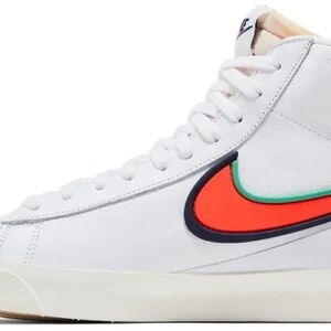 Nike White Sneakers with Bold Orange and Green Swoosh